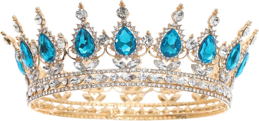 FORSEVEN Queen Crown Rhinestone Wedding Crowns and Tiaras for Women Costume Party Hair Accessories Princess Birthday Crown Crystal Bridal Crown Halloween Decorations Headband