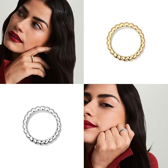 NOKMIT 14K Gold Filled Chunky Statement Rings for Women Cute Puffy Dome Croissant Thumb Band Non Tarnish Comfort Fit Size 5-10