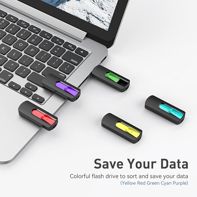 Aiibe 128GB Flash Drive 5 Pack 128GB USB Flash Drives Thumb Drive 128 GB USB Drive USB 2.0 Memory Sticks Jump Drives 128G (5 Pack, Red Green Cyan Yellow Purple)