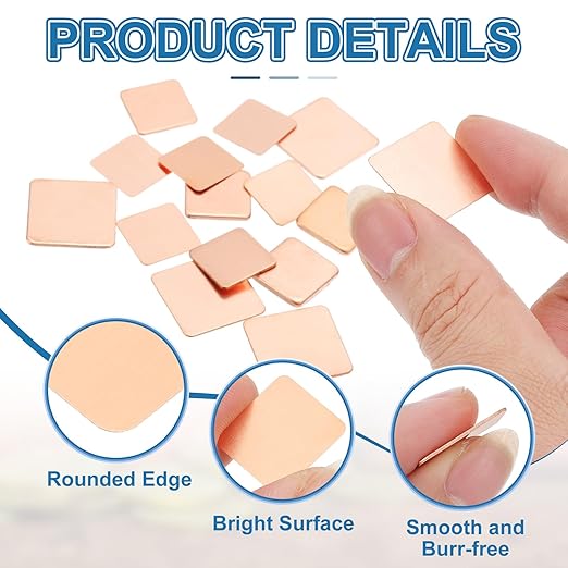 PATIKIL Copper Heatsink Pad Shims, 24 Pcs 15x15x1.8mm Copper Pad Shim IC Chipset GPU CPU Thermal Heatsink for Cooling Laptop Desktop Computer