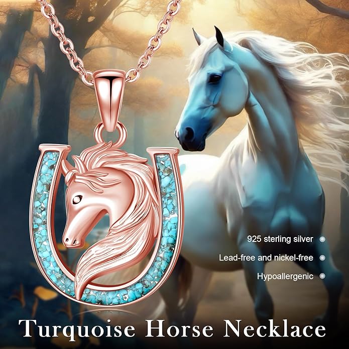 Western Cowboy Necklace 925 Sterling Silver Horseshoe Pendant Western Jewelry Cowgirl Gifts for Women Girlfriend Cowboy Cowgirl