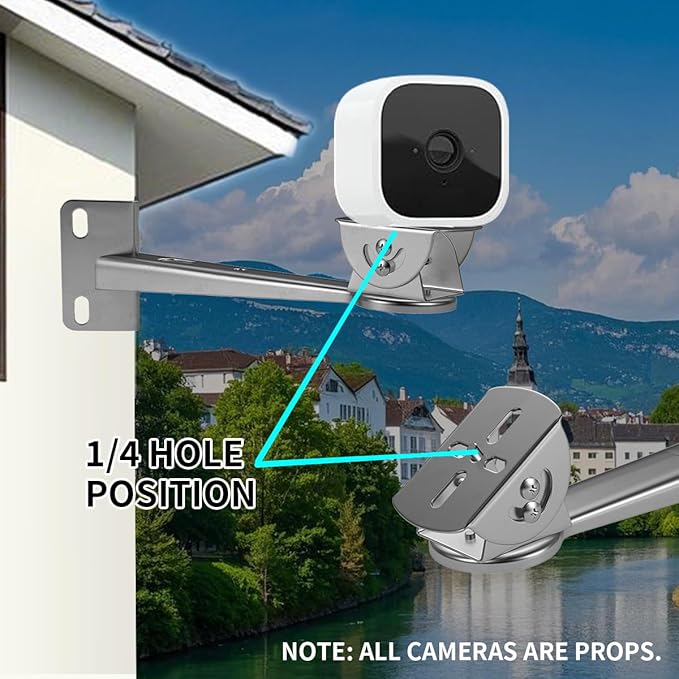 ZT-NET Security Camera Corner Pole Mounting Bracket Stainless Steel Mount with Extension Arm for Surveillance Systems Compatible with CCTV IP Cameras Indoor and Outdoor (Not Included Camera