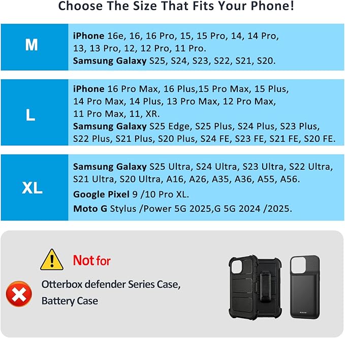Phone Holster for Belt with Metal Clip and Magnetic Closure Compatible with iPhone 16/15/14/13/12 Pro and Non-Pro, Galaxy S25 S24 S23 S22 for Everyday Protection, M-Coffee