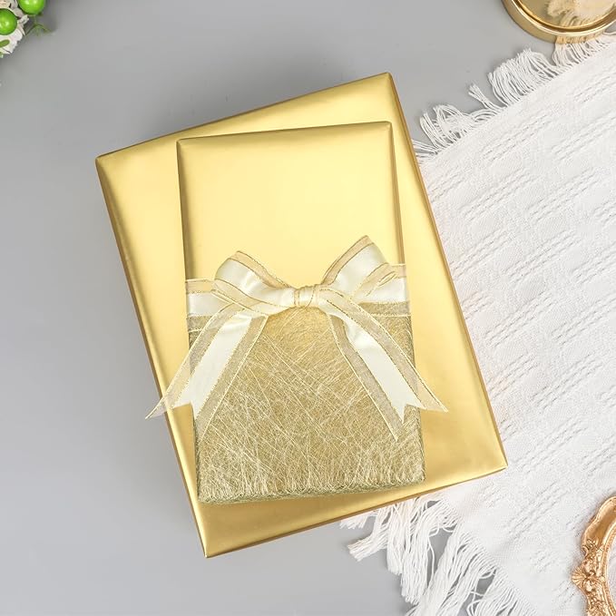 NESCCI Matte Metal Gold Wrapping Paper, Solid Color Paper-2 Roll,17.5 Inches X 32.8 Feet Per Roll,Gift Wrapping Paper,Perfect for Wedding,Valentine's Day,Birthday,Baby Shower,DIY Bouquet