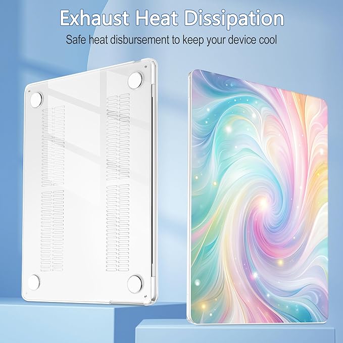 Mektron Compatible with M4 MacBook Air 15 inch Case 2025 A3241 2024 2023 M3 A3114 A2941 M2 Liquid Retina Display Touch ID, Plastic Hard Case & Keyboard Skin & Screen Protector - Colors Swirls