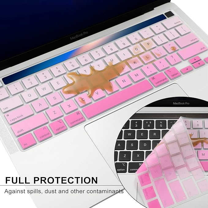 Allinside Keyboard Cover Skin for 2020 MacBook Pro 13 inch A2338 M1 A2251 A2289 and 2019 MacBook Pro 16 inch A2141 with Touch Bar & Touch ID, Ombre Pink