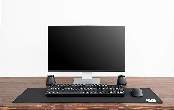 Large Extended Gaming Desk Mousepad (800x300x3mm) - Nonslip Rubber Base and Water Spill Resistant Desktop Keyboard Mouse Mat - Anti-Fray Cloth - Black