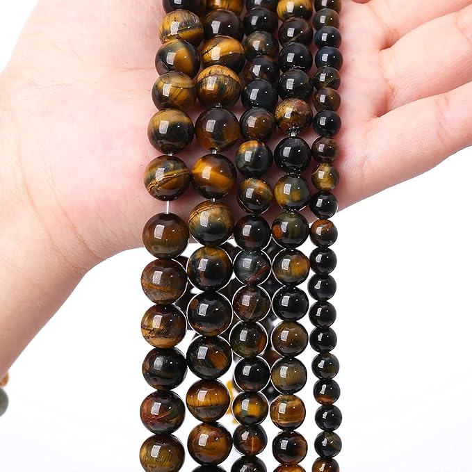 Yellow Blue Tiger Eye Beads Natural Stone Round Loose Beads Energy Gemstone Healing Power for Jewelry Making 6mm 60pcs 15"