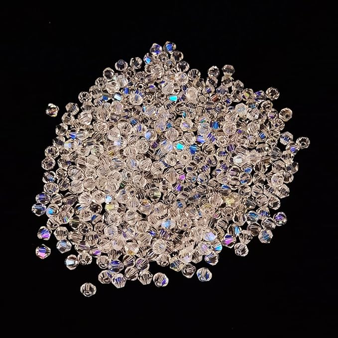 INSPIRELLE Approx 2400pcs 4mm Transparent Multicolor Bicone Beads for Jewelry Bracelet Making Bulk Faceted Crystal Glass Briolette Beads