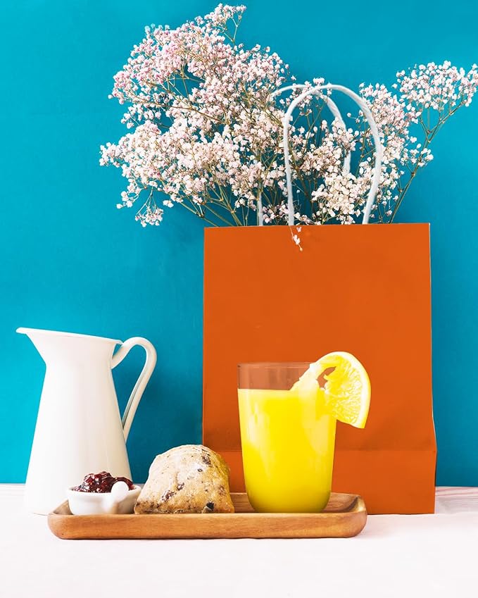 qiqee 30PCS Medium Gift Bag with Handles Bulk 11"x5"x8" Gift Bags Orange Bags Multiple Uses (Medium Size)