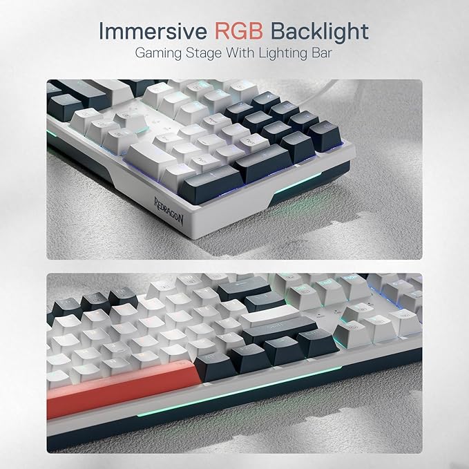 Redragon K668 RGB Gaming Keyboard, 108 Keys Wired Mechanical Keyboard w/Extra 4 Hotkeys, Sound Absorbing Foams, Upgraded Hot-swappable Socket, Mixed Color Keycaps x 2 Sets, Red Switch