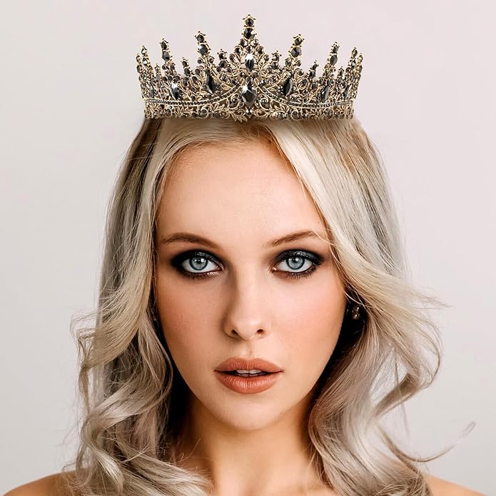 Gold Crown for Women Crystal Princess Tiaras Rhinestone Queen Headband Wedding Bridal Hair Accessories Birthday Prom Pageant Party Coming of Age Ceremony Photo Props