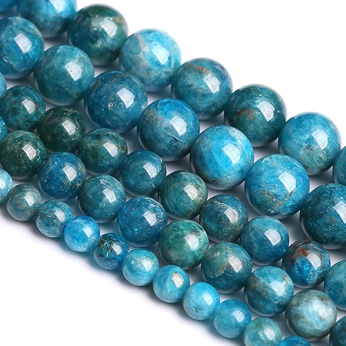 8MM 46PCS Natural Stone Blue Apatite A Grade Loose Beads for Jewelry Making DIY Bracelet