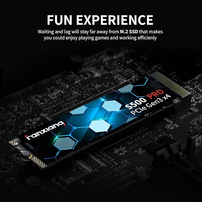 S500 Pro 1TB NVMe SSD M.2 PCIe Gen3x4 2280 Internal Solid State Drive, SLC Cache 3D NAND TLC, Up to 3200MB/s, Compatible with Laptop and PC Desktops(Black)