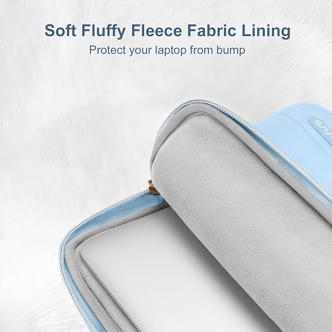 MOSISO 13.3 inch Laptop Case, 13-13.3 inch Puffy Laptop Sleeve Compatible with MacBook Air 13 13.6 M4 M3 M2 M1/Pro 13/Pro 14, HP Dell ASUS Lenovo,Polyester Horizontal Bag with Small Case, Air Blue