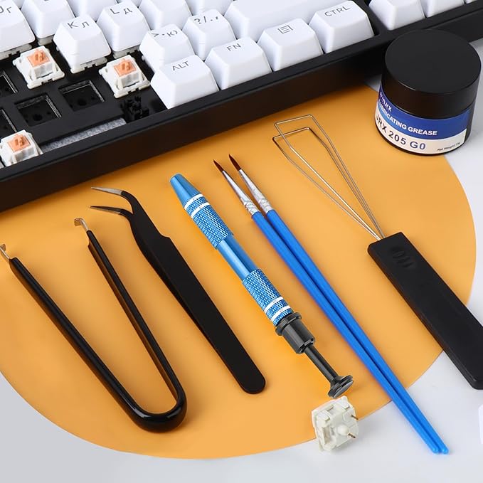 YIMAGUJRX RUNJRX Keyboard Lube Kit JRX 205G0 0.53oz/15g for Mechanical Keyboard Switch Lube, Keyboard Removal Tool with Keycap Puller,Switch Puller,Tweezers(6 Pcs)