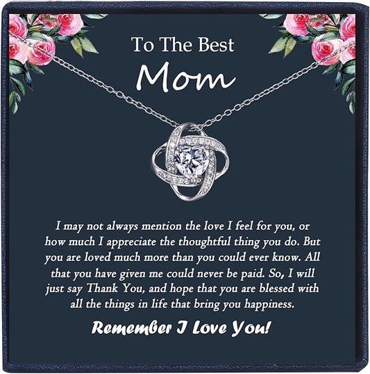 EPIRORA Sterling Silver Cubic Zirconia Love Knot Pendant Necklace for Women, Graduation Birthday Christmas Jewelry Gifts for Friends/Wife/Sister/Daughter/Mom
