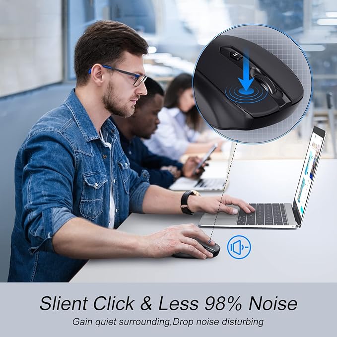 Wireless Mouse, D-09 Computer Mouse USB Cordless Mice for Laptop, Ergo Grips, Lightspeed 5-Level 2400 DPI, 16 Months Battery, Portable for PC Mac Chromebook (Bluetooth, 1 Pack)