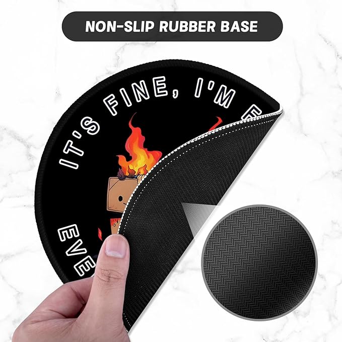 ITNRSIIET Round Mouse Pad with Stitched Edge Premium-Textured Waterproof Non-Slip Rubber Base Desktop Protection Mat Diameter 8.7 inches, Pretty Burning Box
