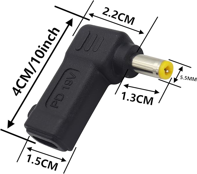 90W PD USB C to DC5525 Power Converter Type to DC 5525 Laptop Charging Adapter 19V 4A Type C Female to DC 5.5 x 2.5mm Male Power Adapter for Studio and Travel [PD-5525]