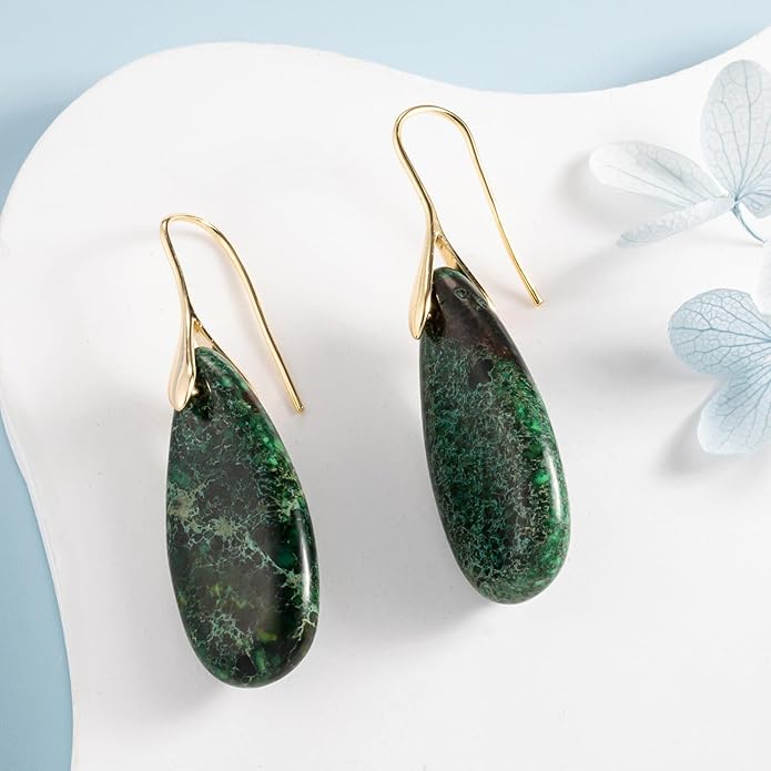 SELOVO Stone Fishhook Dangle Drop Earrings Statement Earrings for Women Stone