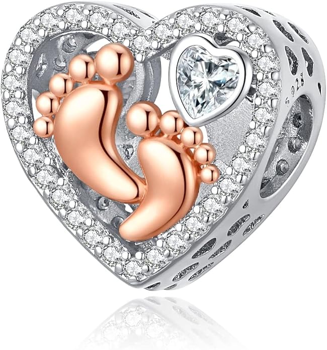 Birthday Fashion Love Heart Dangle Charm 925 Sterling Silver Charms fits Bracelets and Necklace Pendant Bead Charms Jewelry Present for Women Family Friends