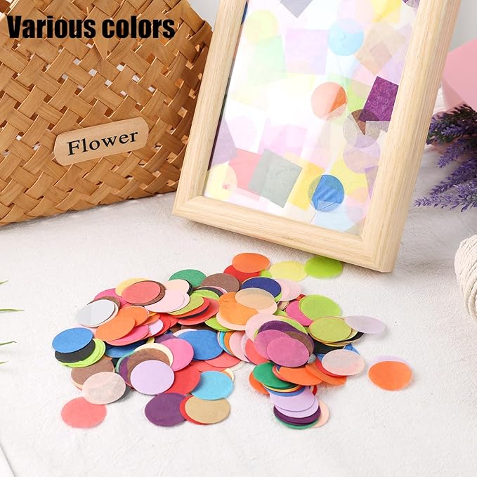 Koogel 1 Inch Round Tissue Paper, Table Confetti Dots Multicolor Circles 20 Assorted Colors for Arts Greeting Cards Scrapbooking DIY 2400 PCS