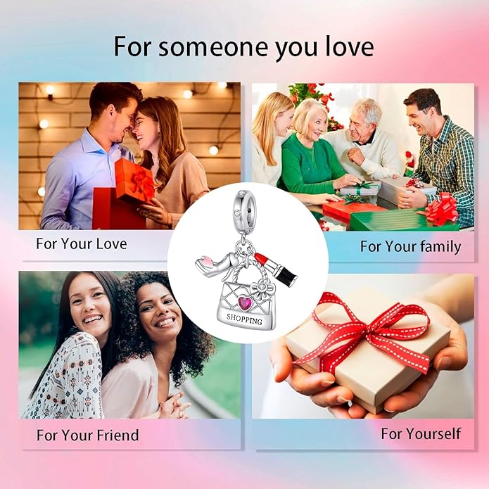 Bible Family Mom Wife Love Heart Dangle Charm 925 Sterling Silver Charms fits Bracelets and Necklace Pendant Bead Charms Jewelry Present for Women Family Friends