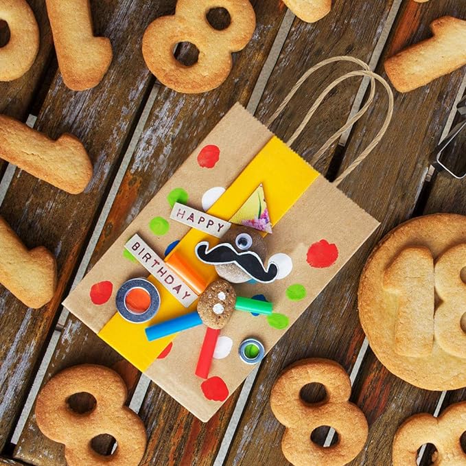 BagDream Gift Bags 100Pcs 5.25x3x8 Small Kraft Paper Gift Bags with Handles Bulk, Brown Paper Sacks for Small Business, Retail, Merchandise, Wedding Birthday Party Favor
