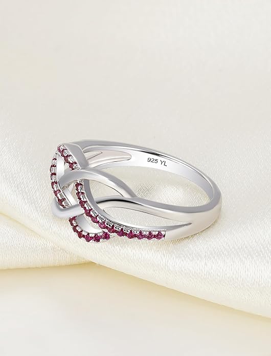 YL Celtic Knot Rings 925 Sterling Silver Twisted Knot Ring Birthstone Infinity Statement Jewelry for Women-size5