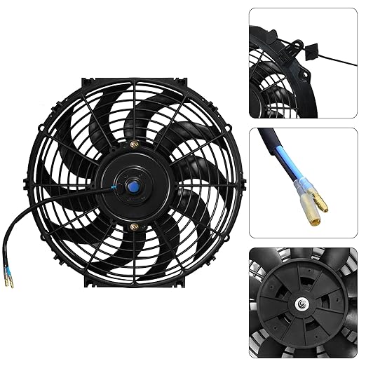 MuHize Radiator Cooling Fan - 12V 80W Universal Electric 10-Inch Fan Assembly with Bolt-On Kit, SAE Radiator Fans for Cars & SUVs (Black)