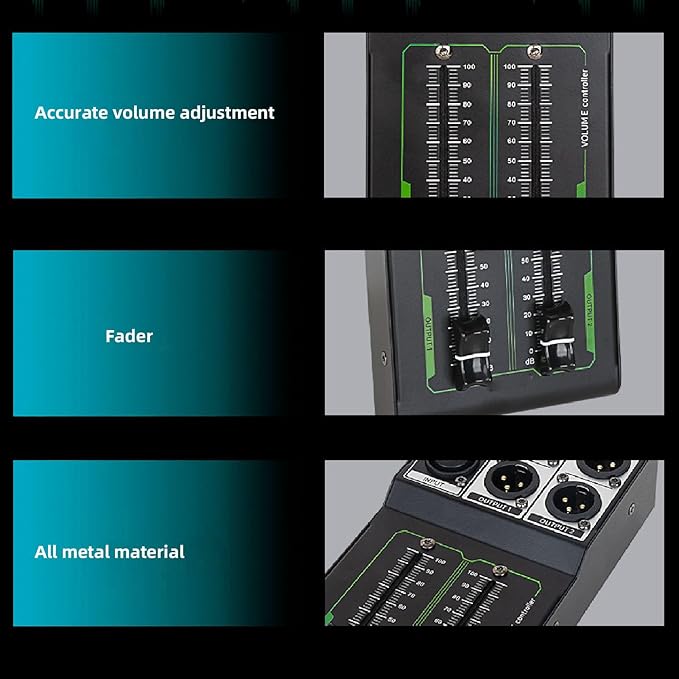 Passive Stereo Monitor Volume Controller, with Extended 70MM Fader Audio Volume Controller for Precise Level Adjustments