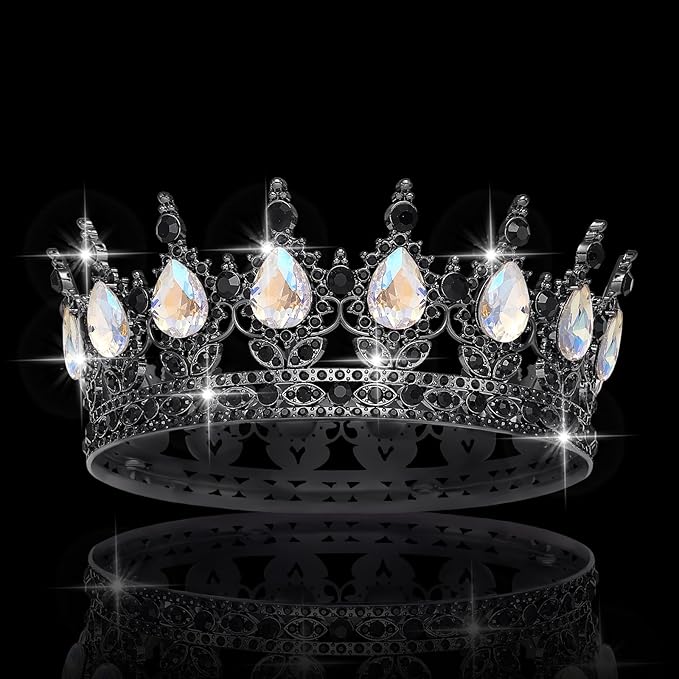 Queen Crown Rhinestone Wedding Crowns and Tiaras for Women Costume Party Hair Accessories Princess Birthday Crown Crystal Bridal Crown (Black & Moonlight Crown)