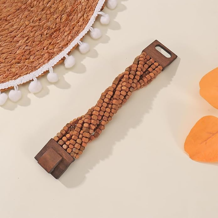 Coiris Boho Bangle Bracelets for Women Wooden Beaded Bracelets Chunky Bohemian Beach Bracelets Jewelry for Women