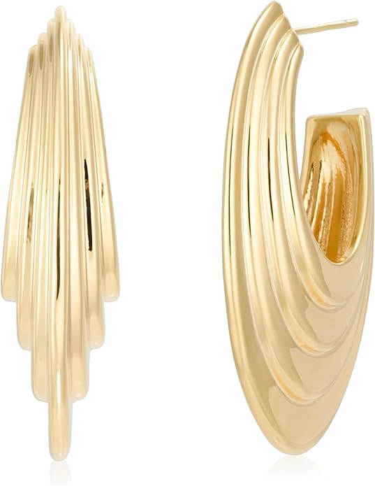 Big Chunky Gold Hoop Earrings for Women Trendy 14K Gold Plated Large Thick Gold Hoops