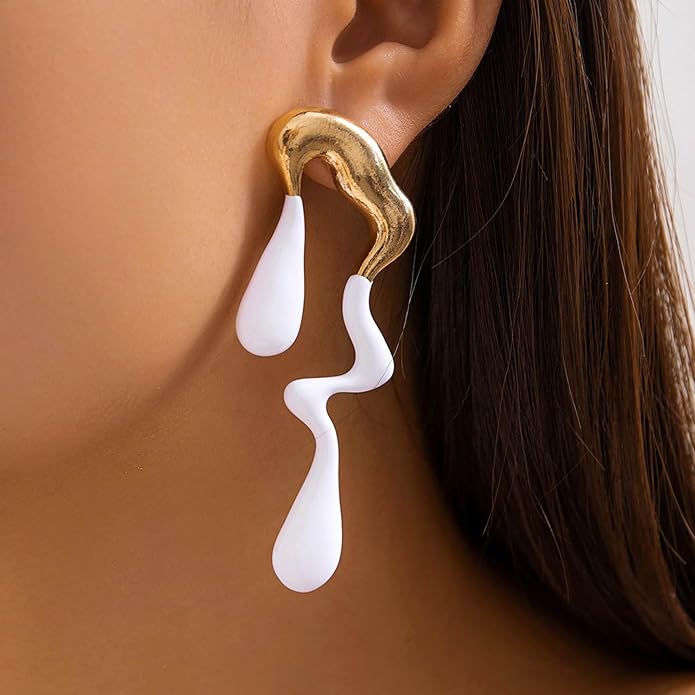 Teardrop Earrings Gold Palated Earrings Large Irregular Geometric Studs Big Lightweight Waterdrop Earrings Jewelry for Women