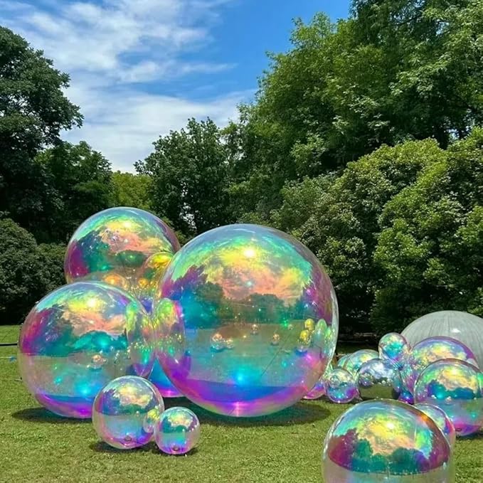 Inflatable Mirror Ball Set, 6-Piece Airtight Large Hanging & Standing Inflatable Disco Disco with 1200W Electric Pump for Party, Wedding, Pool, Events