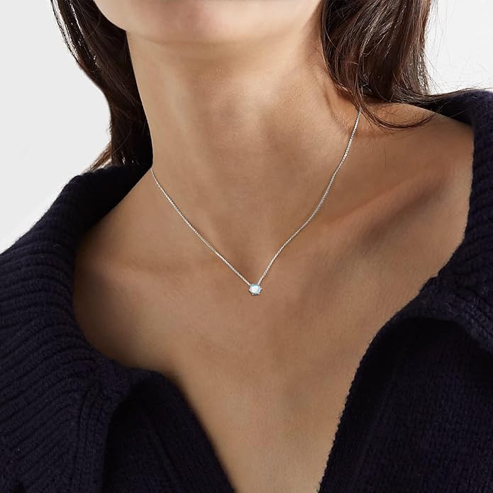 ChicSilver 925 Sterling Silver 12 Months Sparkling Round Cut Created Birthstone Pendant Necklace, 16 Inch Rolo Chain