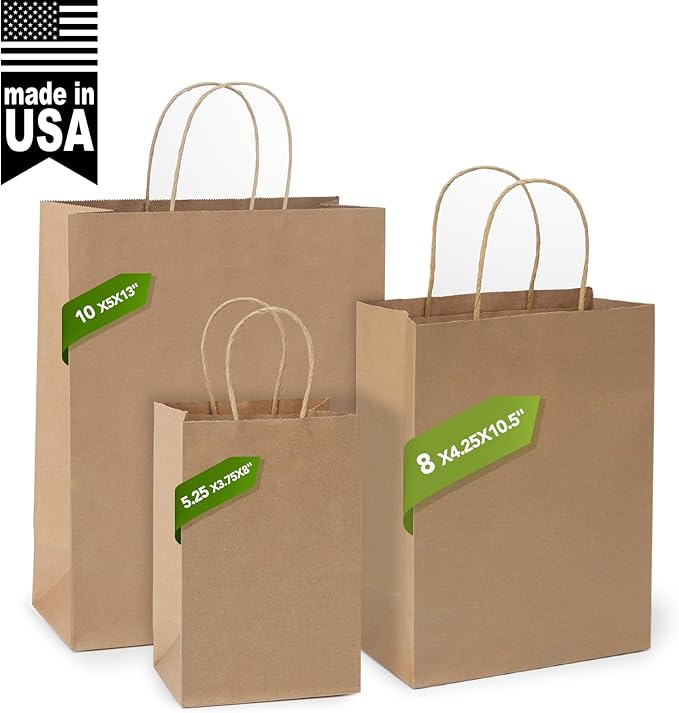 MESHA Gift Paper Bags 9000 PACK 10X5X13 Brown Large Shopping Kraft Bags Bulk with Handles Reusable for Business,Grocery,Birthday,Wedding,Kids Party,Favors