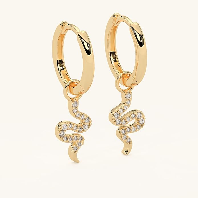 14K Yellow Gold Vermeil Earrings for Women, Hypoallergenic 925 Sterling Silver Minimalist Dainty Jewelry, CZ Accent Stud Hoop & Dangle Earrings, Gift for Her