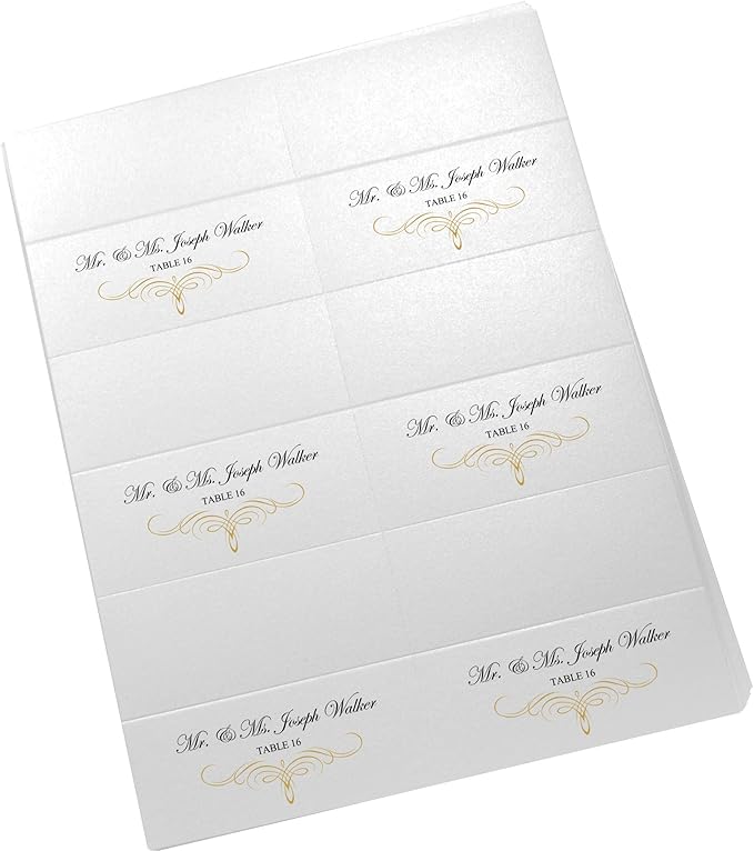 Decadent Flourish Printable Place Cards, Gold (Choose Color), Set of 150 (25 Sheets), Laser & Inkjet Printers - Wedding, Party, Dinner, and Special Events - Made in the USA