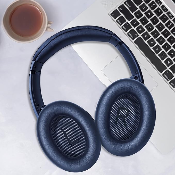 GEVO Ear Pads Cushions Replacement for Bose QC35 ii QC35, Earpads for Bose QuietComfort 35ii 35 Headphones with Protein Leather Noise Isolation Memory Foam (Blue)
