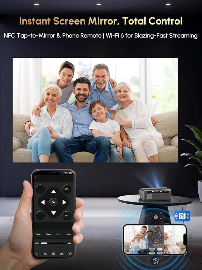 Smart Projector 4K Daylight,Certified Apps,ToF CMOS Auto Focus,2300ANSI High Lumen Ultra HD Home Outdoor Movie Gaming Projector with WIFI6 Bluetooth,Google TV,NFC Casting,Dolby Audio,HDMI ARC,HDR10