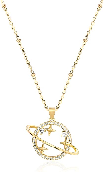 Aobei Pearl 18K Gold Plated Moon Star Lion Evil Eye Love Heart Cross Pendant Necklace Medallion Paperclip Chian Choker Layering Jewery for Women