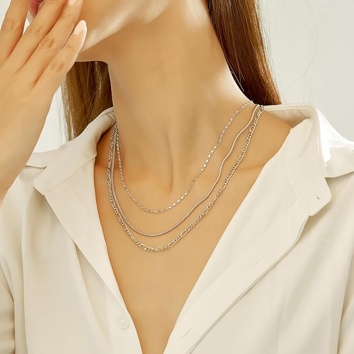 wgoud Gold Necklace for Women Waterproof,14K Real Gold Plated Herringbone Choker Necklace for Women Trendy, Dainty Gold Chain Necklaces Stack,Simple Layered Gold Necklaces for Women Jewelry Gifts