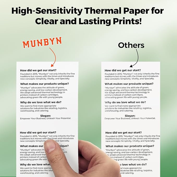 MUNBYN Thermal Receipt Paper 3 1/8 x 230ft, Compatible with Star Micronics TSP100 TSP143 Epson 80mm Receipt Printer Square POS Register Credit Card Terminals, Pos Register Paper BPA Free, 12 Rolls