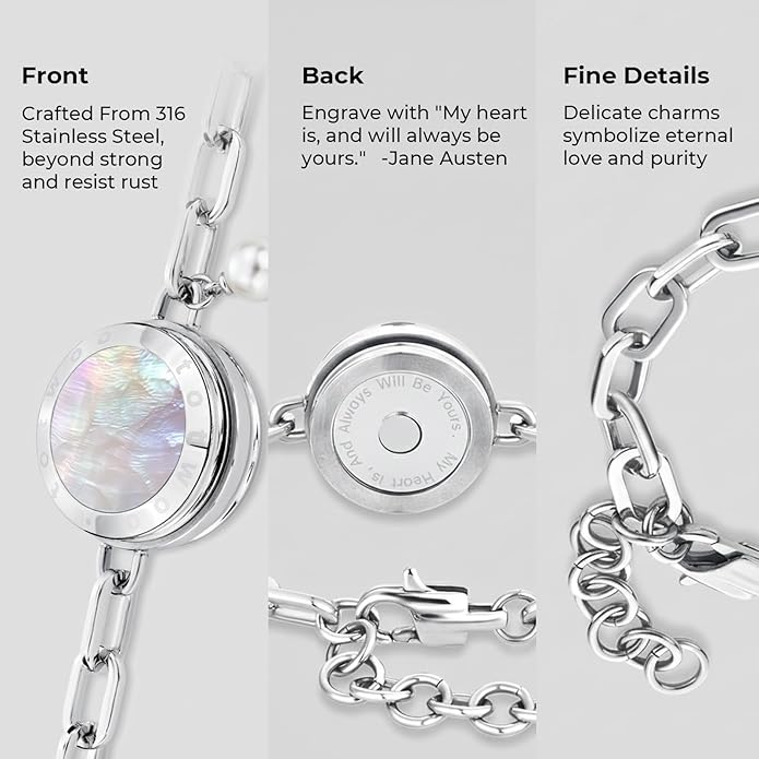 TOTWOO Long Distance Touch Bracelets for Couples, Smart Light & Vibration Love Jewelry, Long Distance Valentines Day Gifts for Him Her Women Men, One-to-One Bluetooth Pairing via App