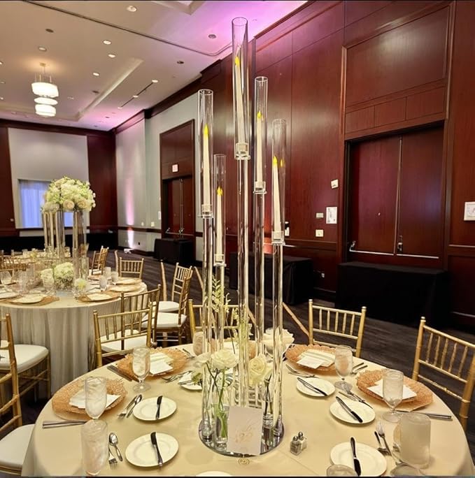42.5inch 1pc Acrylic Candelabra Centerpieces for Tables 5 Arms Wedding centerpieces for Decorations