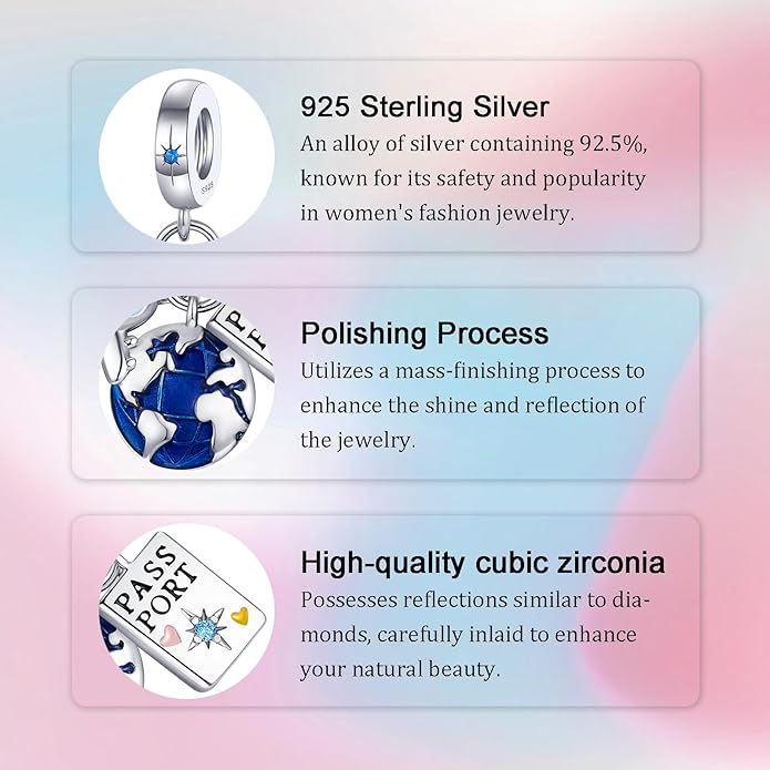 Birthday Fashion Love Heart Dangle Charm 925 Sterling Silver Charms fits Bracelets and Necklace Pendant Bead Charms Jewelry Present for Women Family Friends