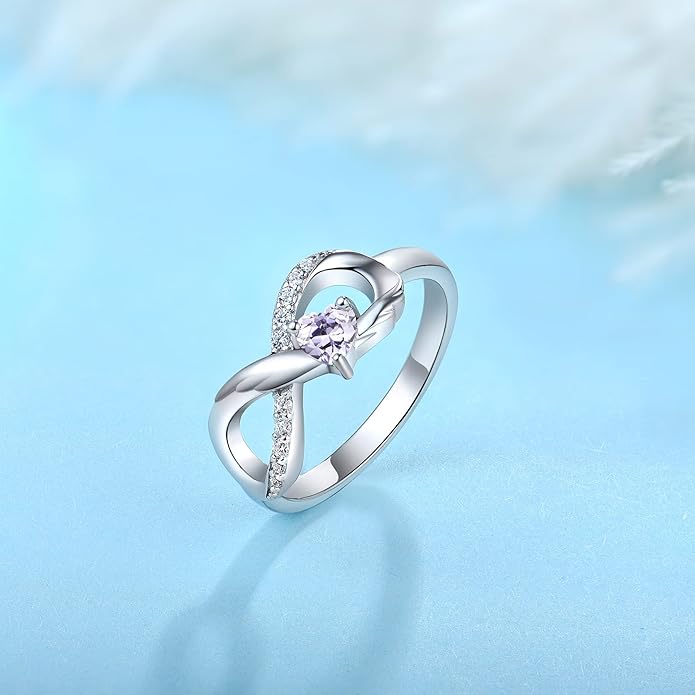 STARCHENIE Infinity Promise Ring 925 Sterling Silver Angel Wings Heart Ring for Women Size 5-10